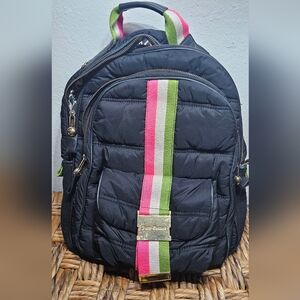 Pre owned vintage, Juicy Couture Black Backpack with Pink and Green Stripes